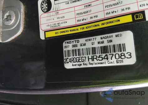 2017 Dodge Grand Caravan Gt z USA, uszkodzony, nr VIN 2C4RDGEG7HR547083